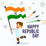 Republic Day celebration with people waving flags and showcasing national pride.