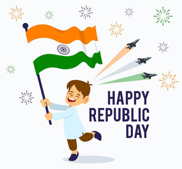 Republic Day celebration with people waving flags and showcasing national pride.